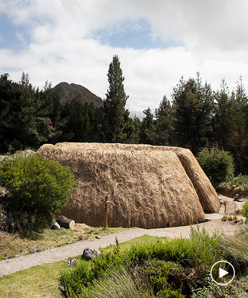 ecuador community builds thatched 'chaki wasi' handicrafts center along a crater