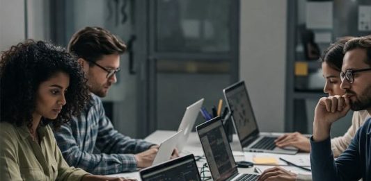 Image of journalists accessing data created with Gemini Imagen 3 AI by Media Helping Media