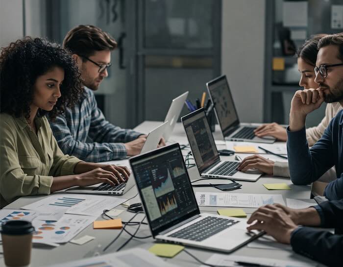 Image of journalists accessing data created with Gemini Imagen 3 AI by Media Helping Media