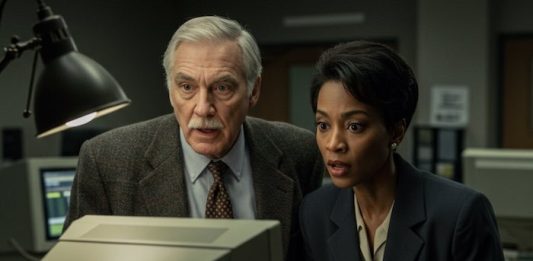 Image of journalists looking at a computer screen created with Gemini Imagen 3 AI by Media Helping Media