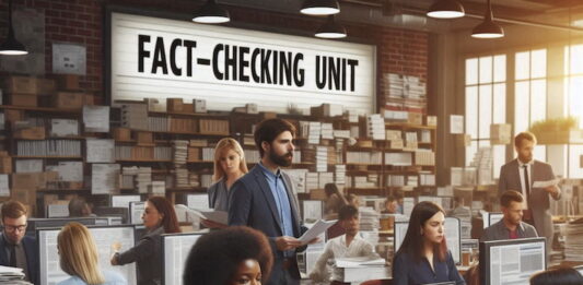 An image of a fact-checking unit created using Microsoft's AI Image Designer