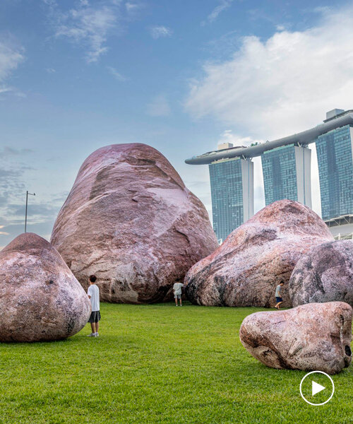 sixteen air-filled inflatable rock formations by ENESS light up for i light singapore