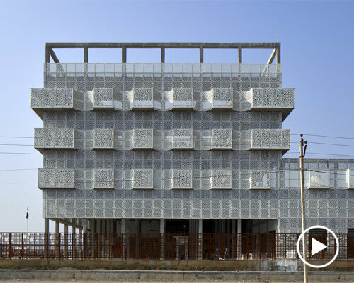 studio saar's third space center in rajasthan features intricate patterned jali screens