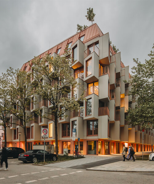 UNStudio lines up jutted blocks of concrete and copper across Van B residences in munich